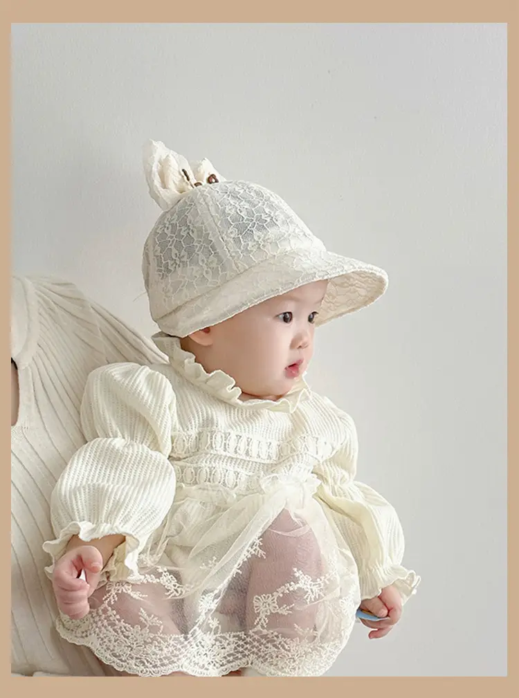 Pink Lace Sunshade Hat for Baby Girls Spring Autumn — feature 7