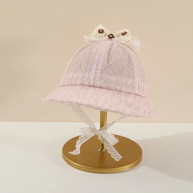 Pink Lace Sunshade Hat for Baby Girls Spring Autumn - Image 3