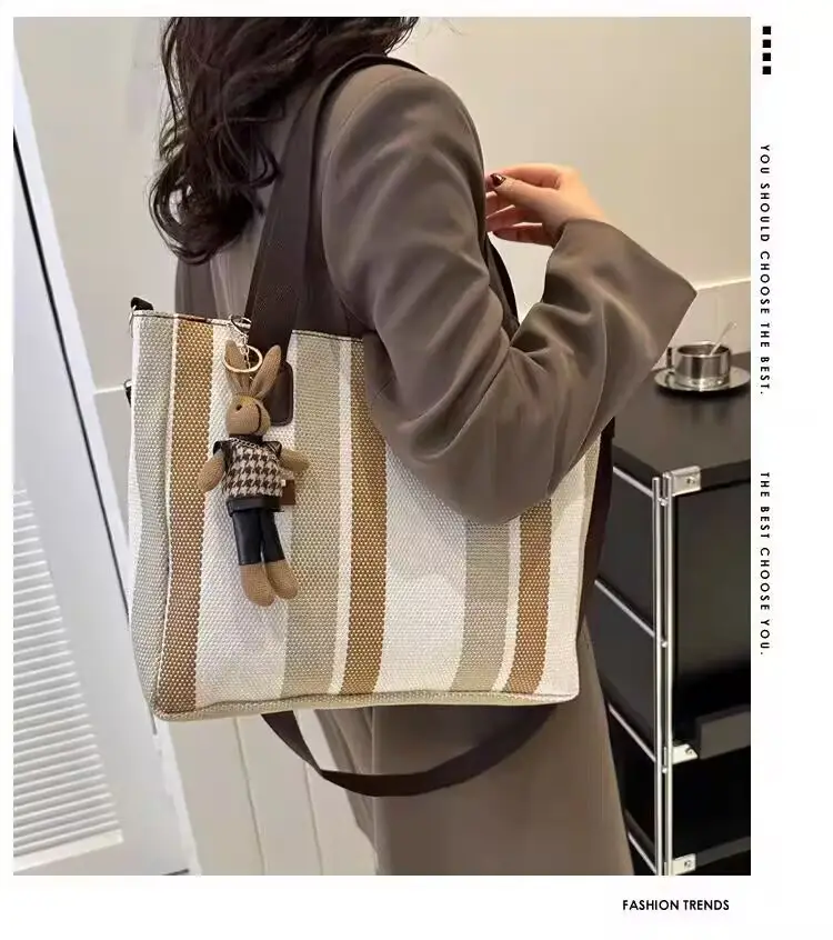 Striped Striped Tote Bag for Women Large Capacity Urban Travel — feature 16