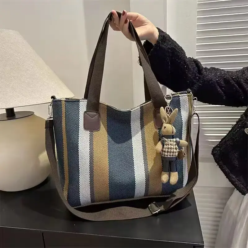Striped Striped Tote Bag for Women Large Capacity Urban Travel — feature 8