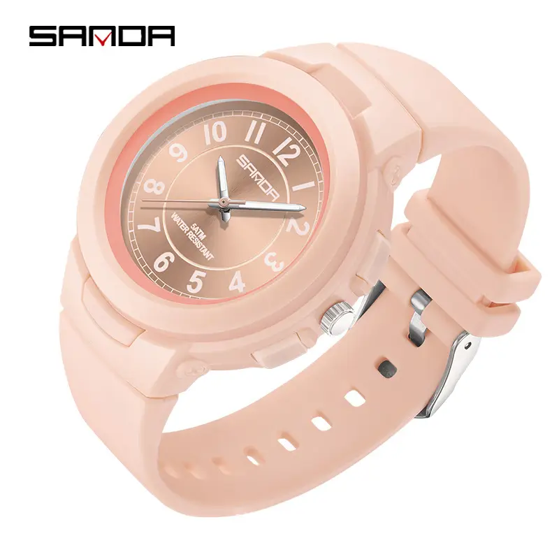 Sanda Women's White Quartz Watch with Rose Gold Accents - Image 3