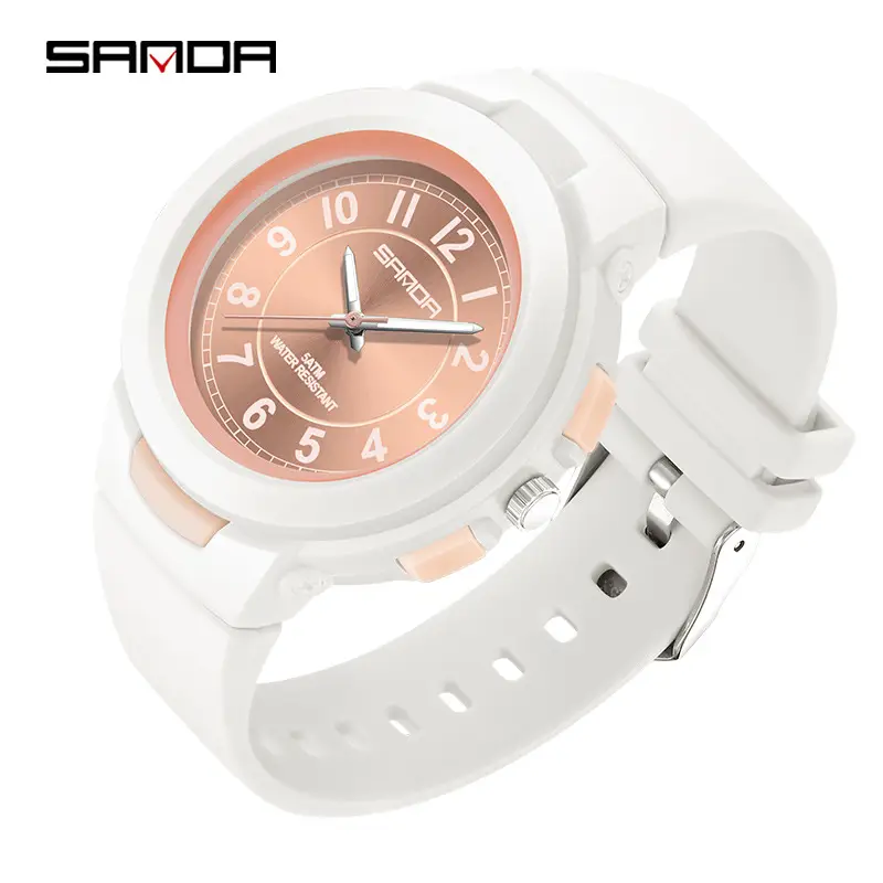 Sanda Women's White Quartz Watch with Rose Gold Accents - Image 6