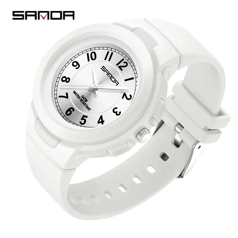Sanda Women's White Quartz Watch with Rose Gold Accents - Image 8