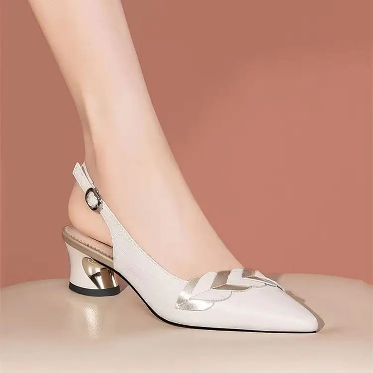 Women's White Silver Heel Sandals Summer — feature 4