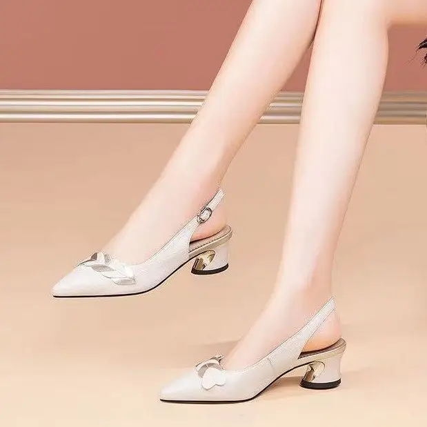 Women's White Silver Heel Sandals Summer — feature 5