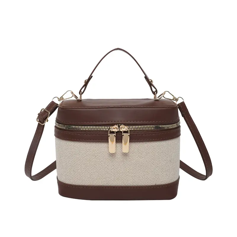 Korean Style Linen Patchwork Bucket Bag 2025 - Image 11