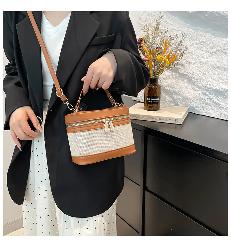Korean Style Linen Patchwork Bucket Bag 2025 — feature 21