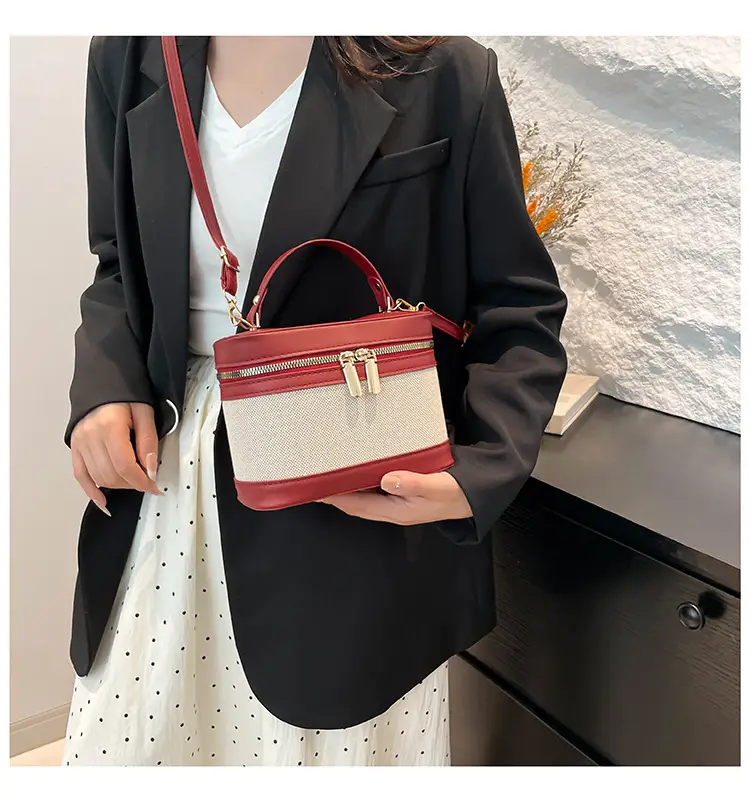 Korean Style Linen Patchwork Bucket Bag 2025 — feature 26