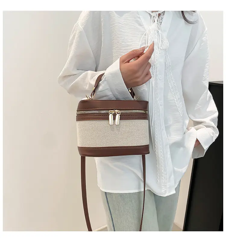 Korean Style Linen Patchwork Bucket Bag 2025 — feature 34
