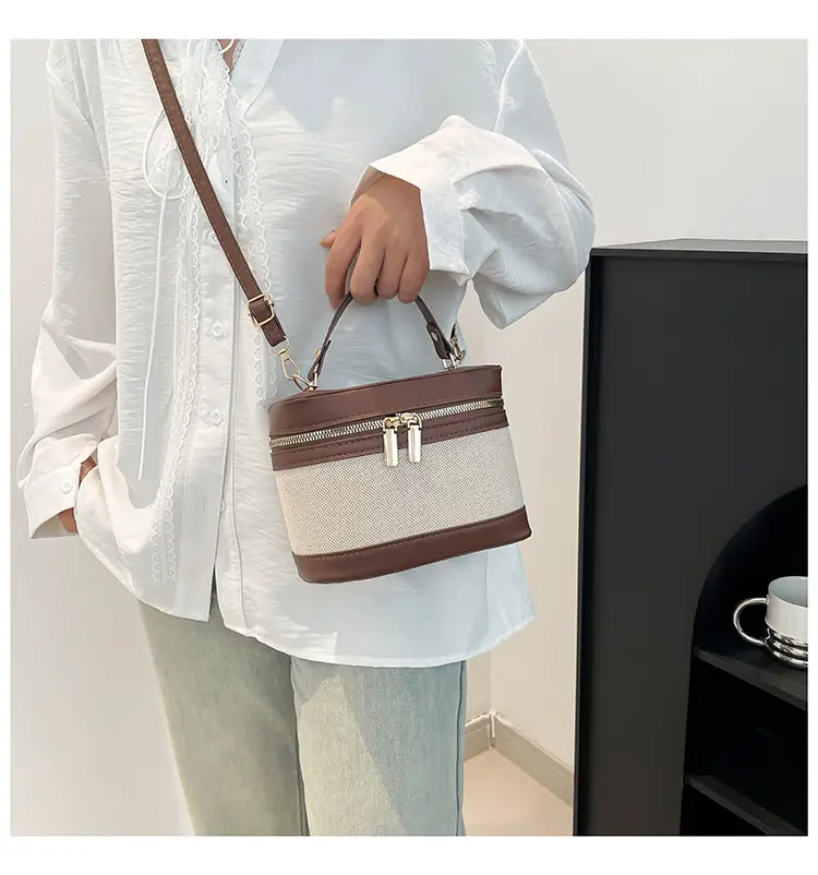 Korean Style Linen Patchwork Bucket Bag 2025 — feature 35