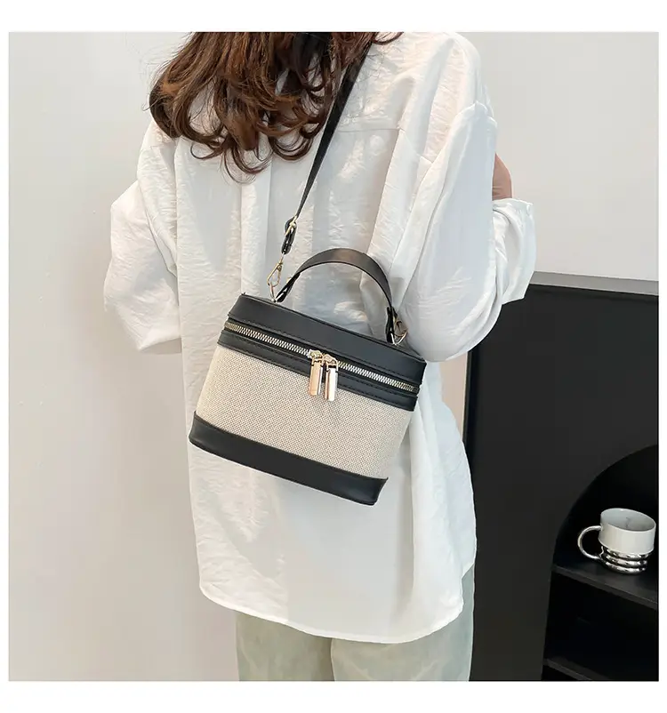 Korean Style Linen Patchwork Bucket Bag 2025 — feature 42