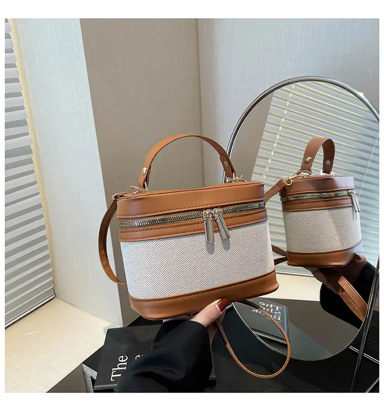 Korean Style Linen Patchwork Bucket Bag 2025 — feature 50
