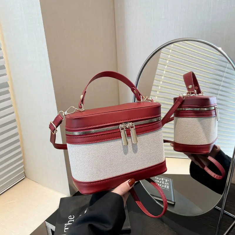 Korean Style Linen Patchwork Bucket Bag 2025 - Image 3