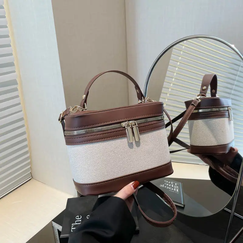 Korean Style Linen Patchwork Bucket Bag 2025 - Image 6