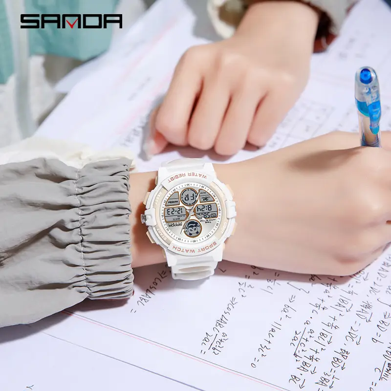 Sanda Multifunctional Waterproof Digital Watch Black Red Blue - Image 10
