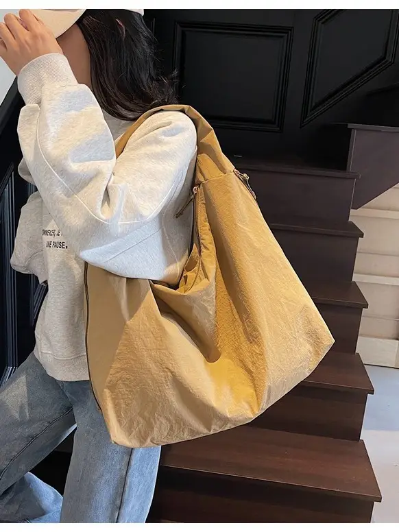 Women Large Canvas Shoulder Bag Blue 2026 Spring Summer - Image 8