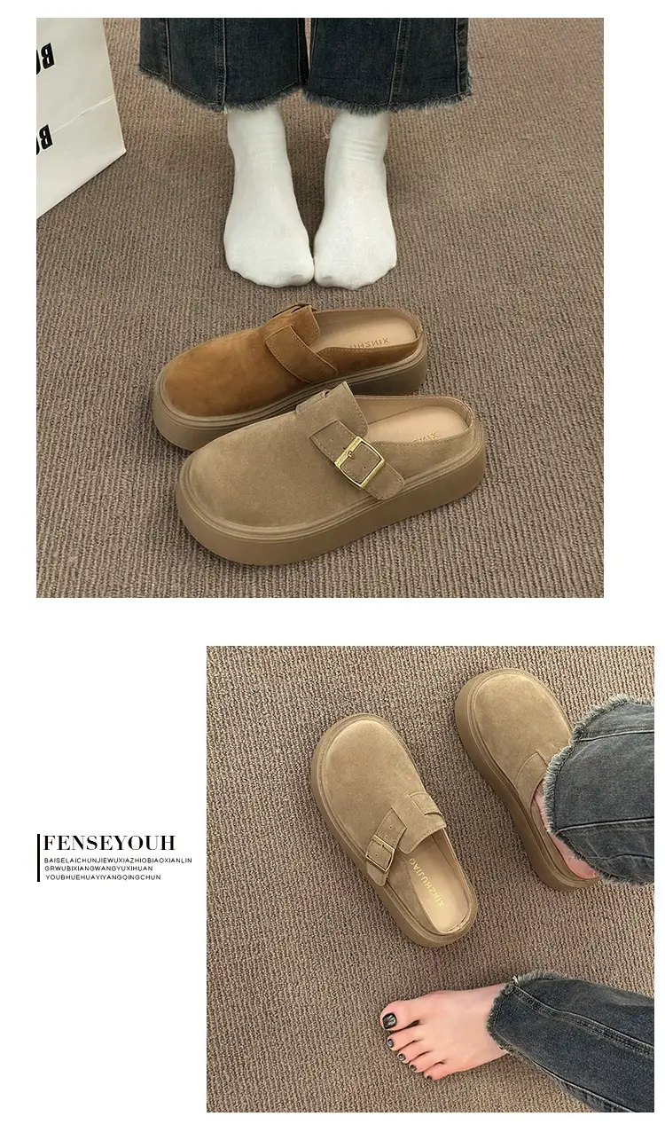 Baotou Birkenstock Shoes for Women 2025 Spring New Thick-Soled Platform Casual Fashion Birkenstock Slip-On Mules — feature 14