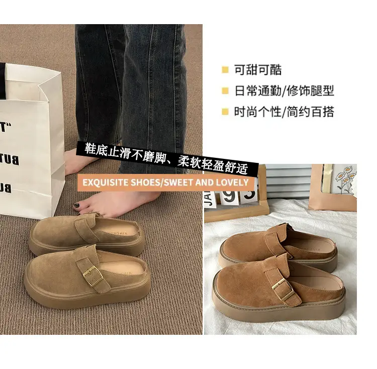 Baotou Birkenstock Shoes for Women 2025 Spring New Thick-Soled Platform Casual Fashion Birkenstock Slip-On Mules — feature 2