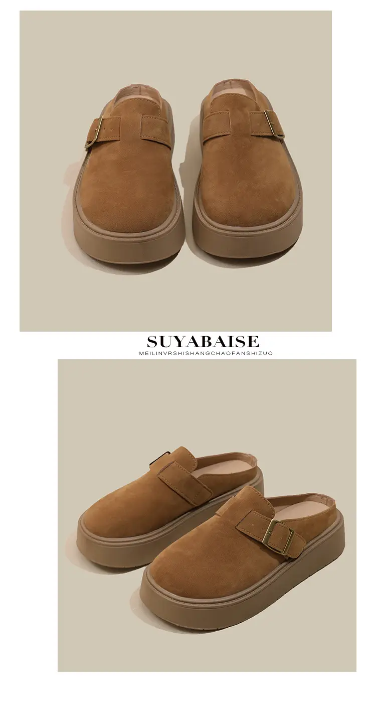 Baotou Birkenstock Shoes for Women 2025 Spring New Thick-Soled Platform Casual Fashion Birkenstock Slip-On Mules — feature 8