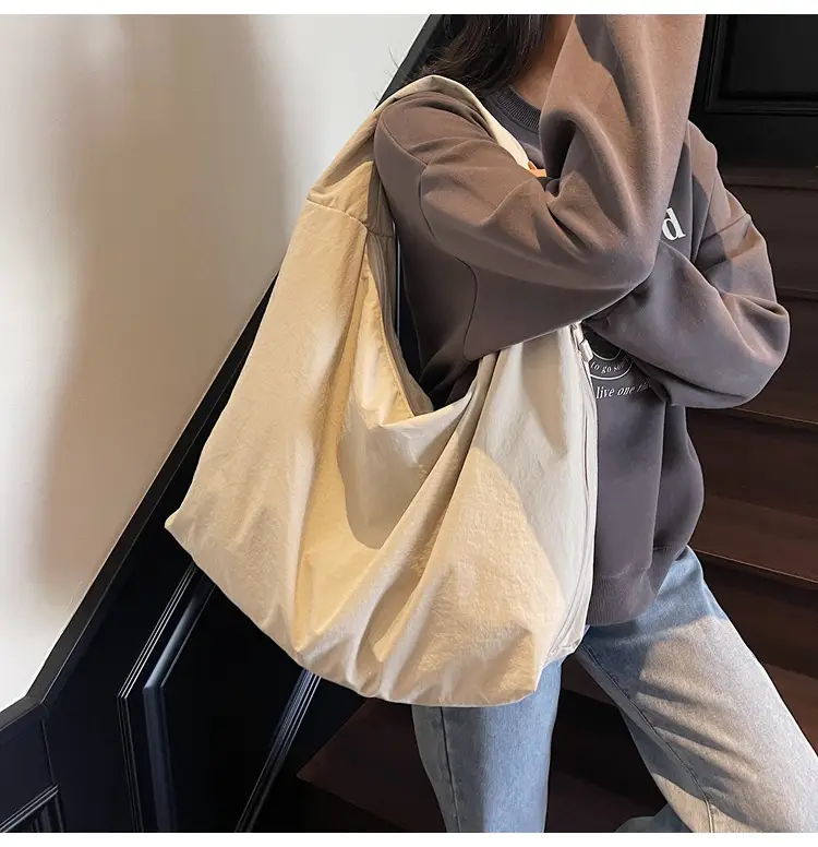 Women's Black Canvas Shoulder Bag Large Capacity 2025 — feature 23
