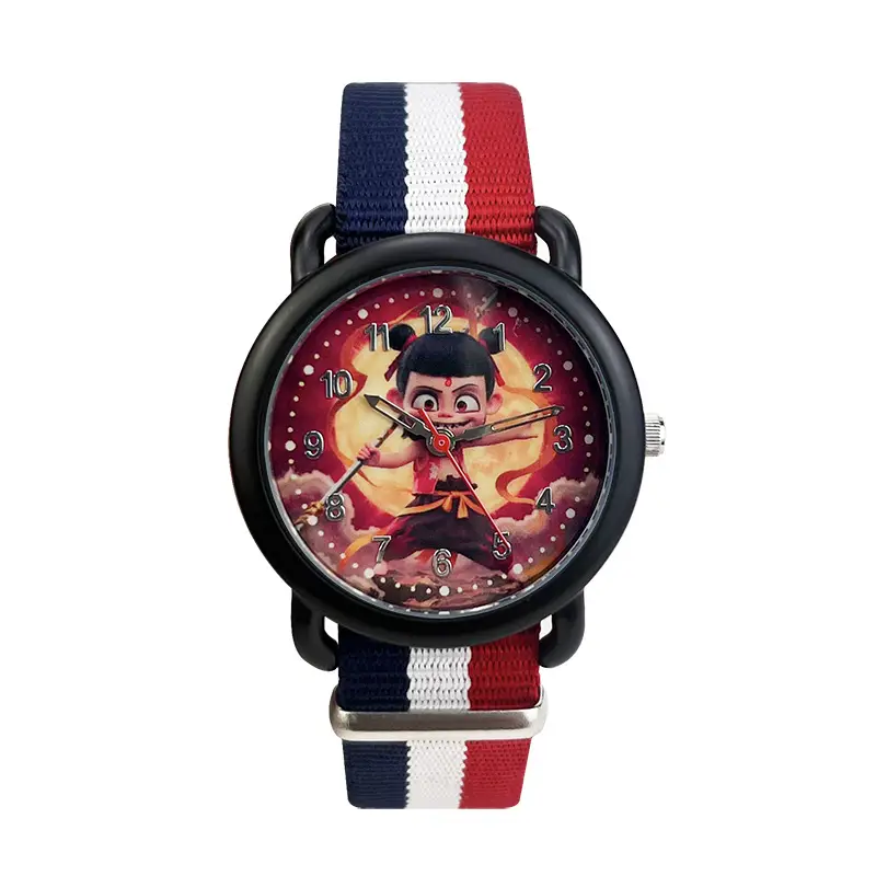 Kids Cartoon Watch Blue Striped Band Quartz Electronic - Image 5