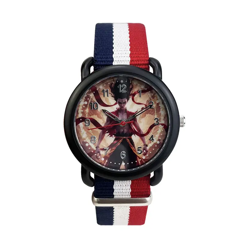 Kids Cartoon Watch Blue Striped Band Quartz Electronic - Image 3