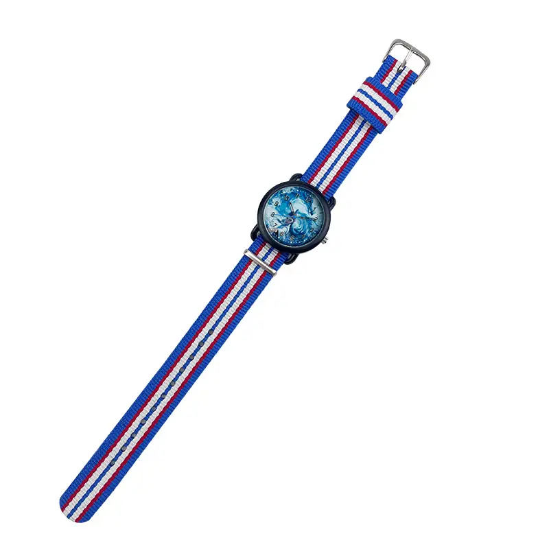 Kids Cartoon Watch Blue Striped Band Quartz Electronic - Image 7