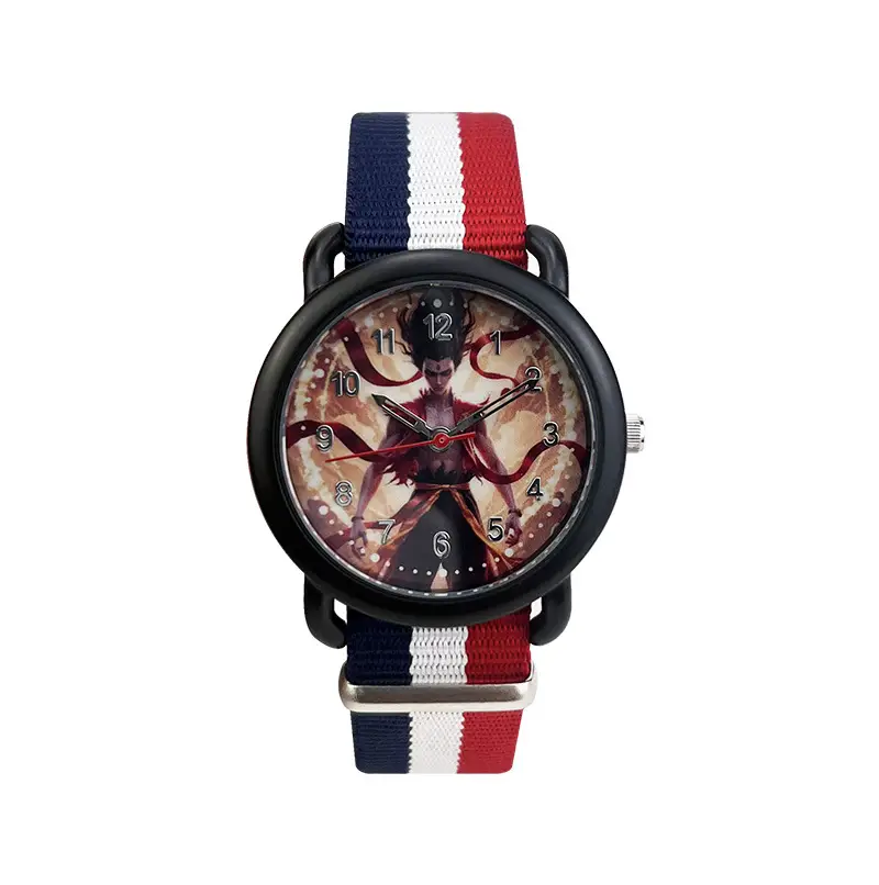Kids Cartoon Watch Blue Striped Band Quartz Electronic — feature 5