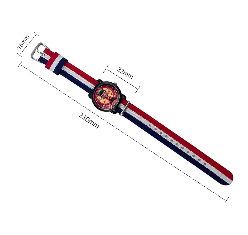 Kids Cartoon Watch Blue Striped Band Quartz Electronic — feature 9