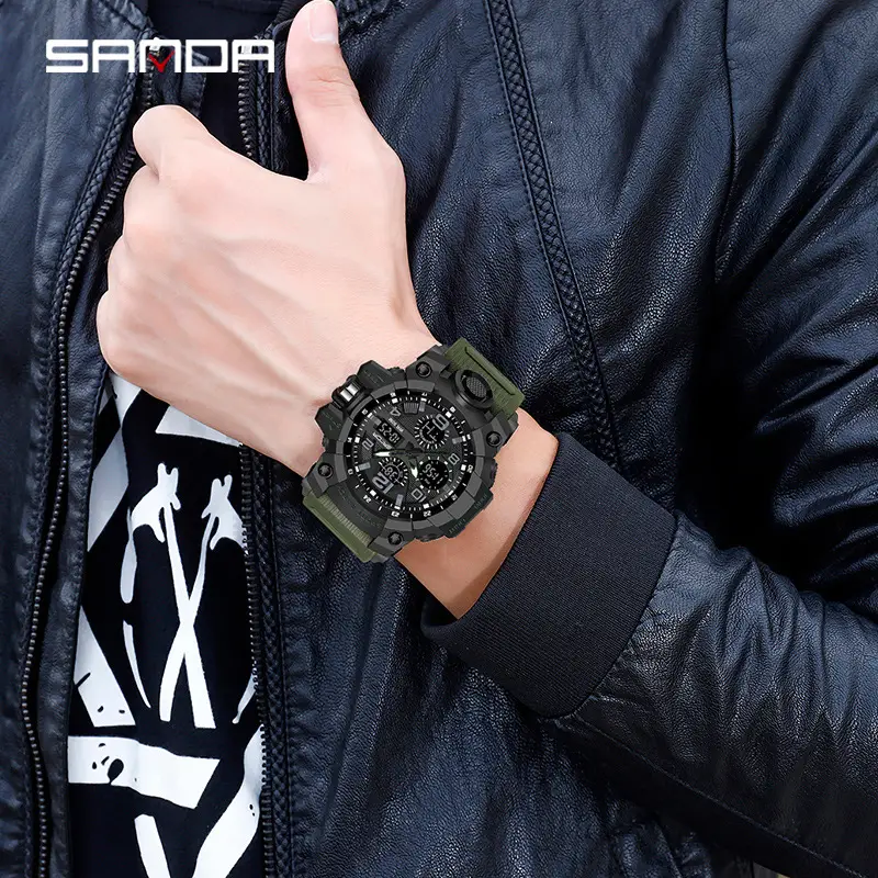 Sanda Sport Watch Waterproof Luminous Men's Digital Analog