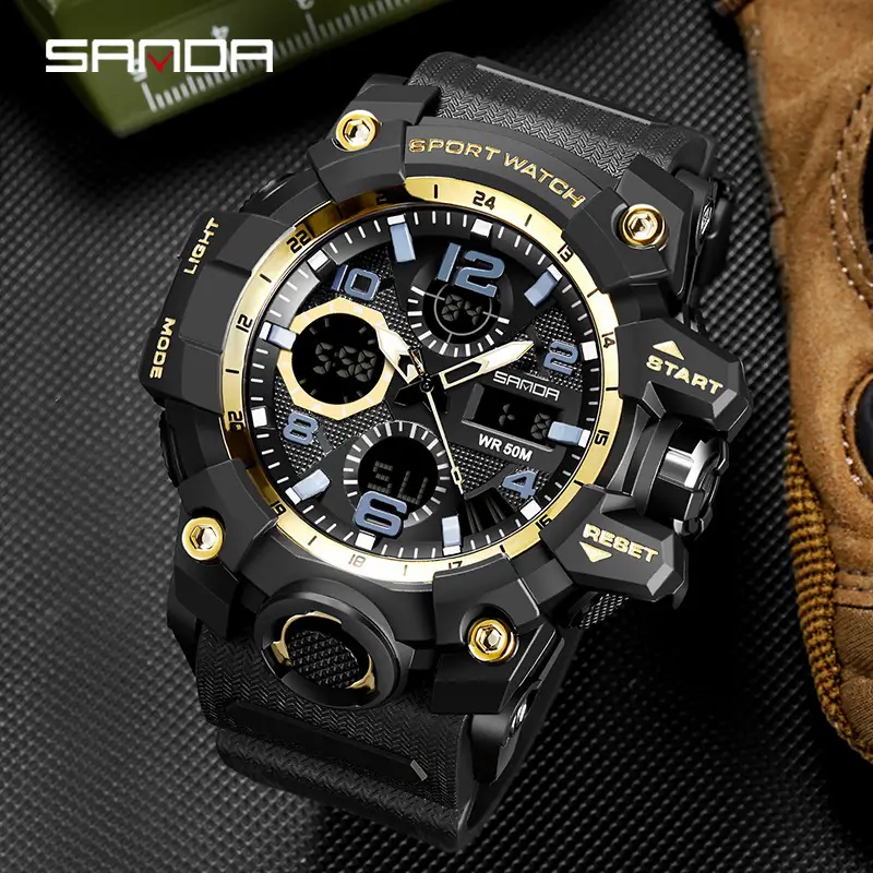Sanda Sport Watch Waterproof Luminous Men's Digital Analog