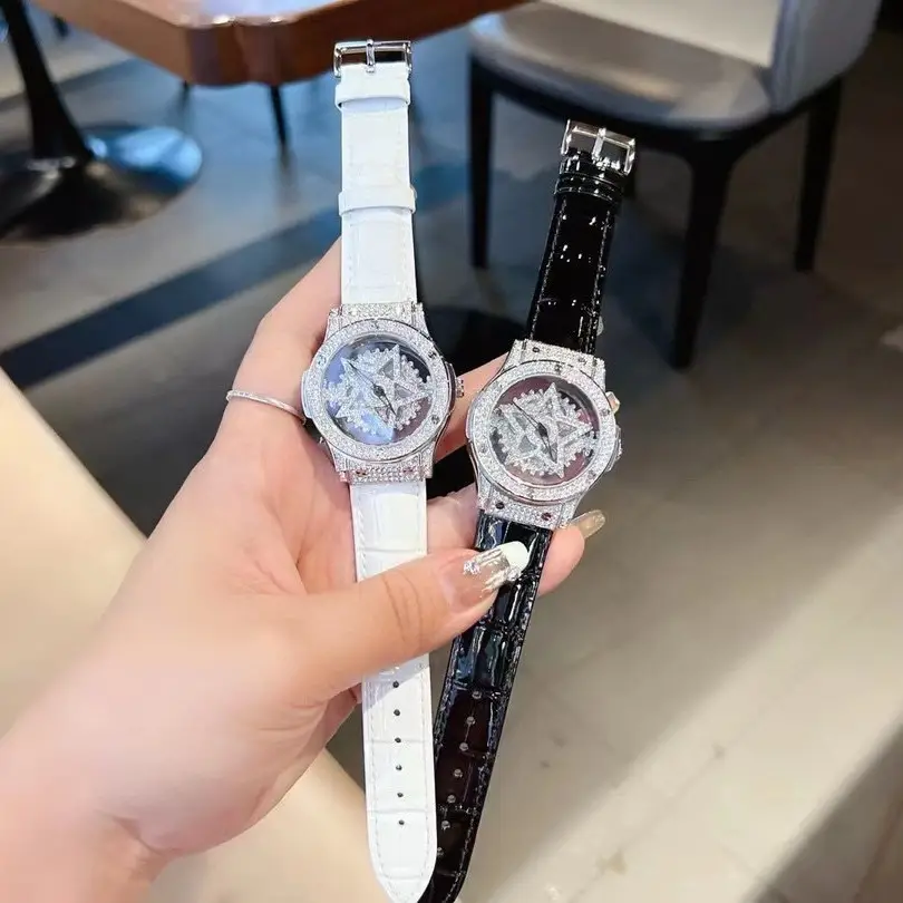 Women's Quartz Watch with Black Leather Strap - Image 3