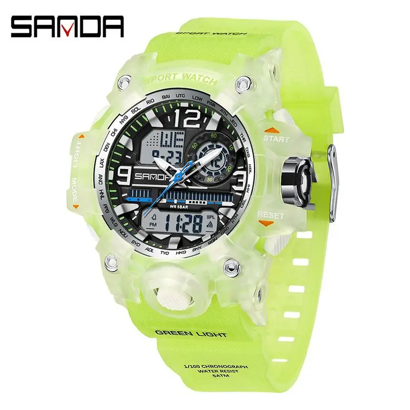 Sanda Black LED Digital Sport Watch Men Waterproof Multi-Function