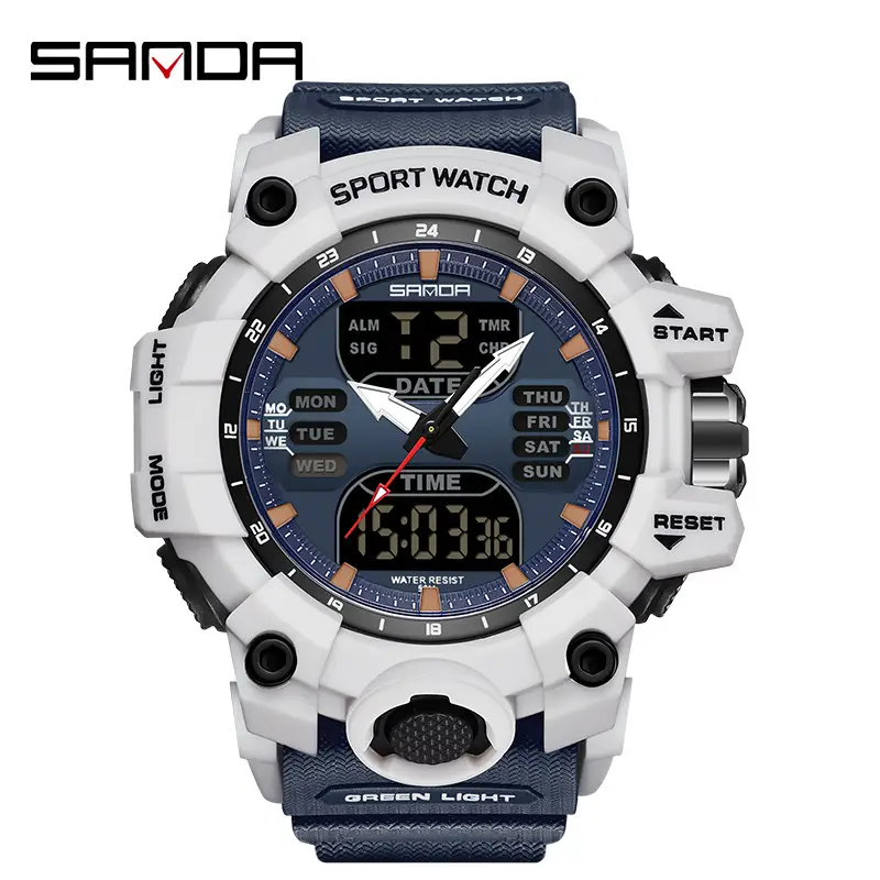 Sanda Black LED Digital Sport Watch Men Waterproof Multi-Function