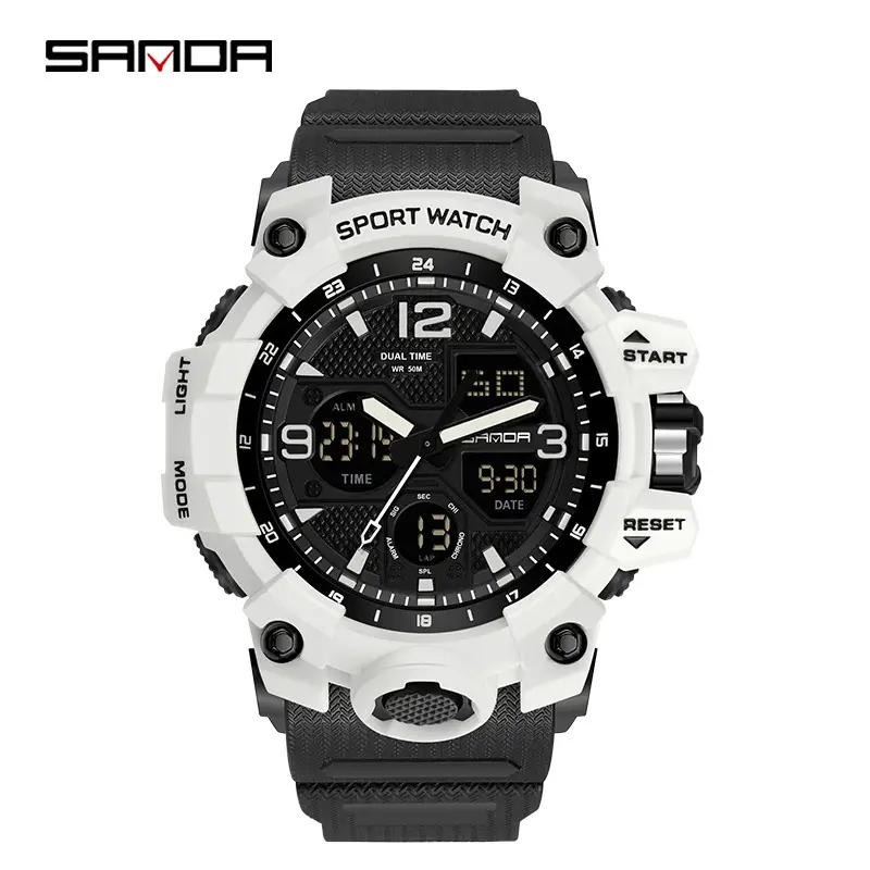 Sanda Black LED Digital Sport Watch Men Waterproof Multi-Function