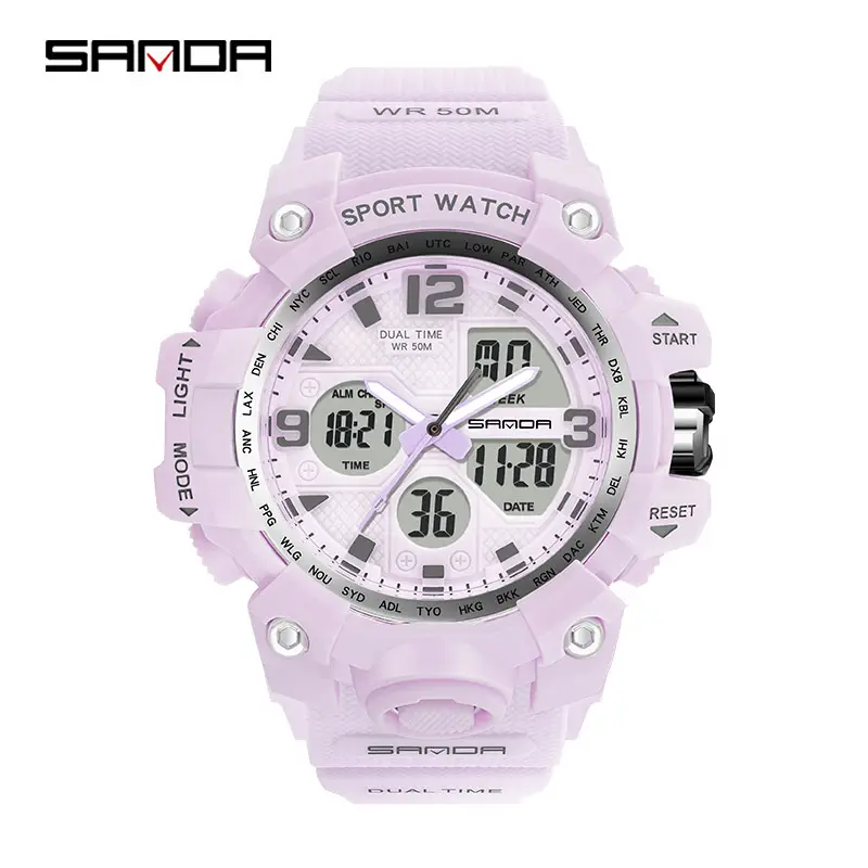 Sanda Black LED Digital Sport Watch Men Waterproof Multi-Function