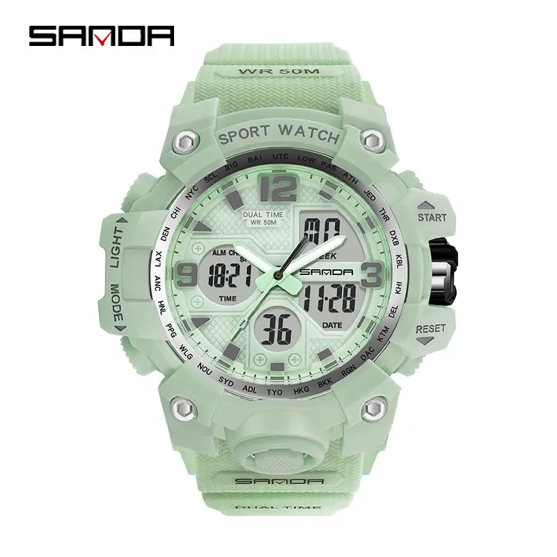 Sanda Black LED Digital Sport Watch Men Waterproof Multi-Function