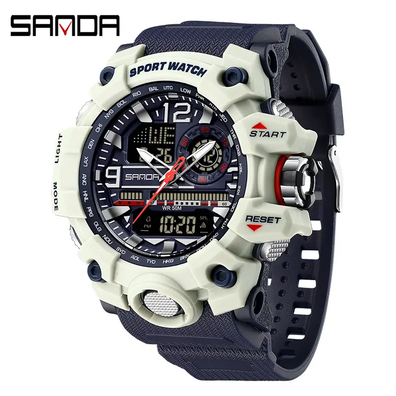 Sanda Black LED Digital Sport Watch Men Waterproof Multi-Function
