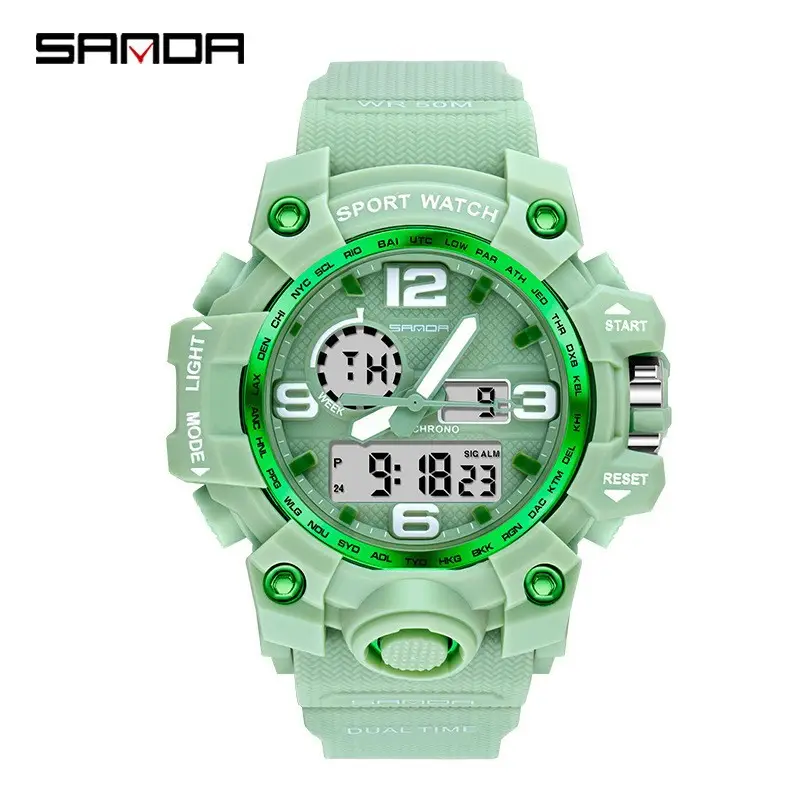 Sanda Black LED Digital Sport Watch Men Waterproof Multi-Function