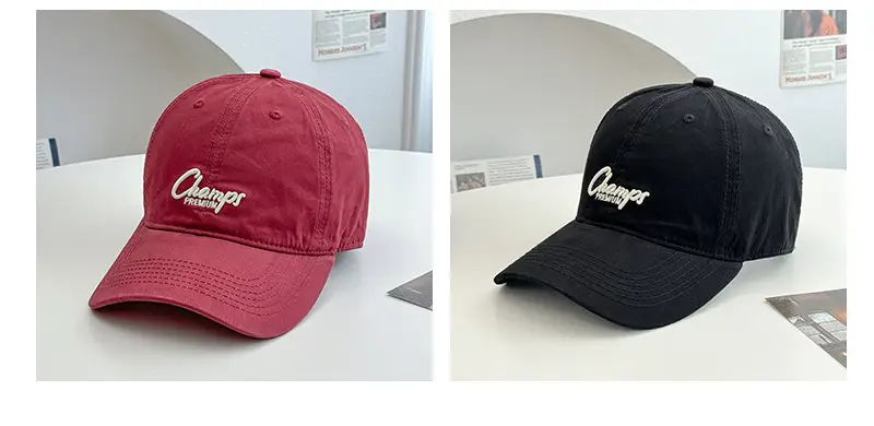 Pink Vintage Letter Baseball Cap Wide Brim Student Hat — feature 11