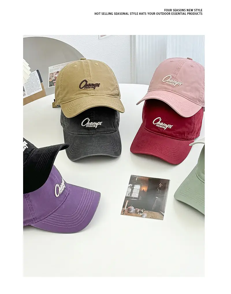 Pink Vintage Letter Baseball Cap Wide Brim Student Hat — feature 7