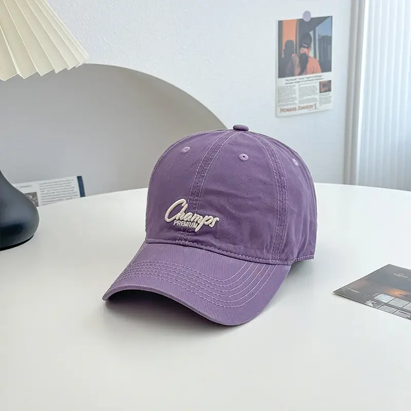 Pink Vintage Letter Baseball Cap Wide Brim Student Hat - Image 2