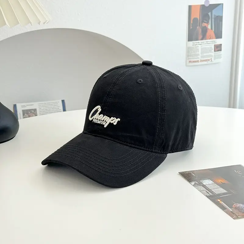 Pink Vintage Letter Baseball Cap Wide Brim Student Hat - Image 3