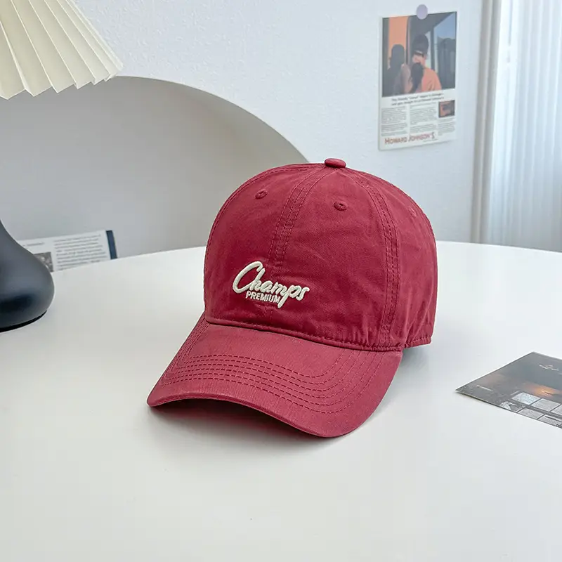 Pink Vintage Letter Baseball Cap Wide Brim Student Hat - Image 4