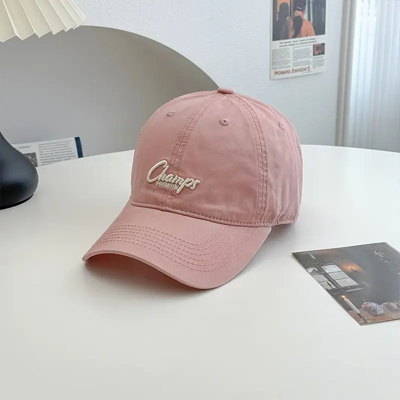Pink Vintage Letter Baseball Cap Wide Brim Student Hat - Image 6
