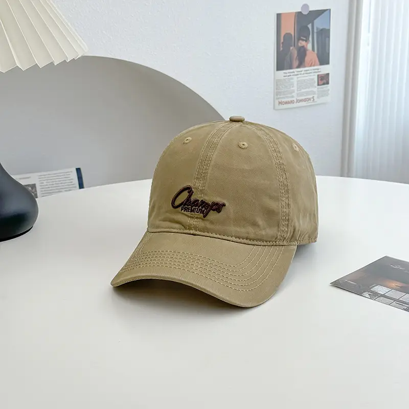 Pink Vintage Letter Baseball Cap Wide Brim Student Hat - Image 7