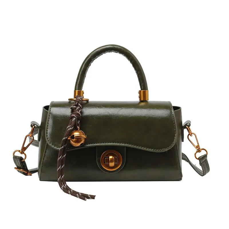 Women's Brown Leather Shoulder Crossbody Bag with Chain Strap - Image 3