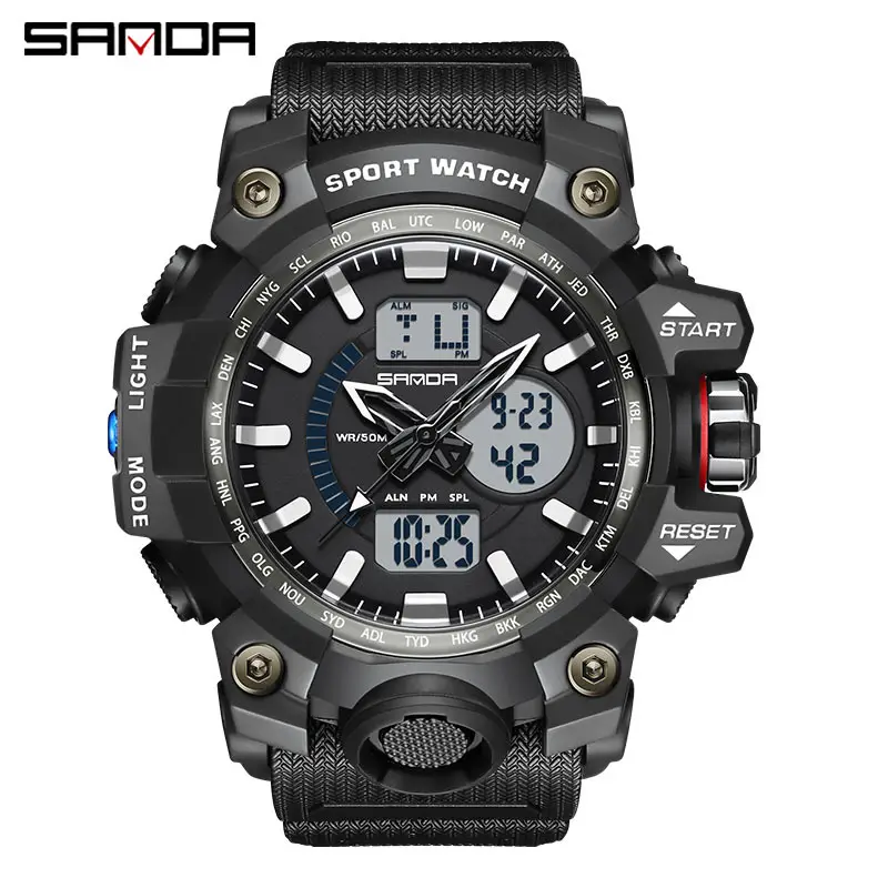 Sanda Cool Dual Display Sports Watch for Men - Image 2