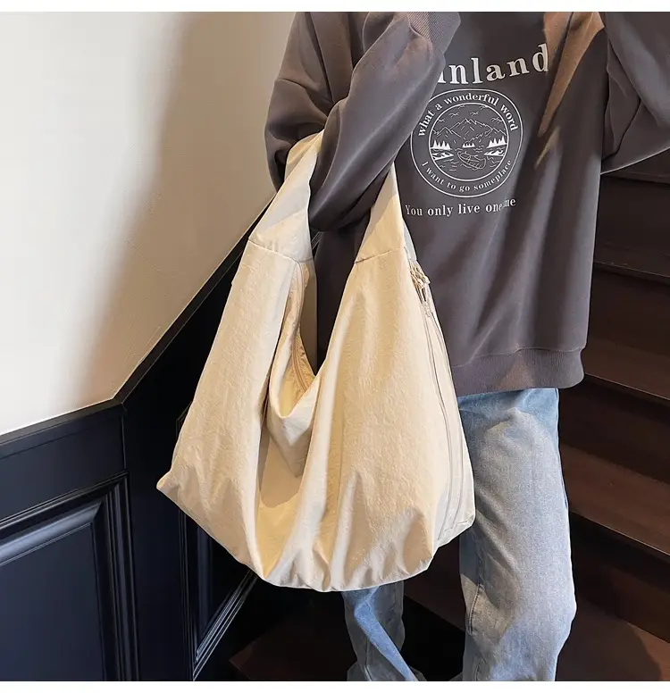 Women's Light Blue Canvas Shoulder Bag Large Capacity 2025 — feature 23