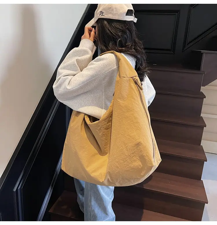Women's Light Blue Canvas Shoulder Bag Large Capacity 2025 — feature 27